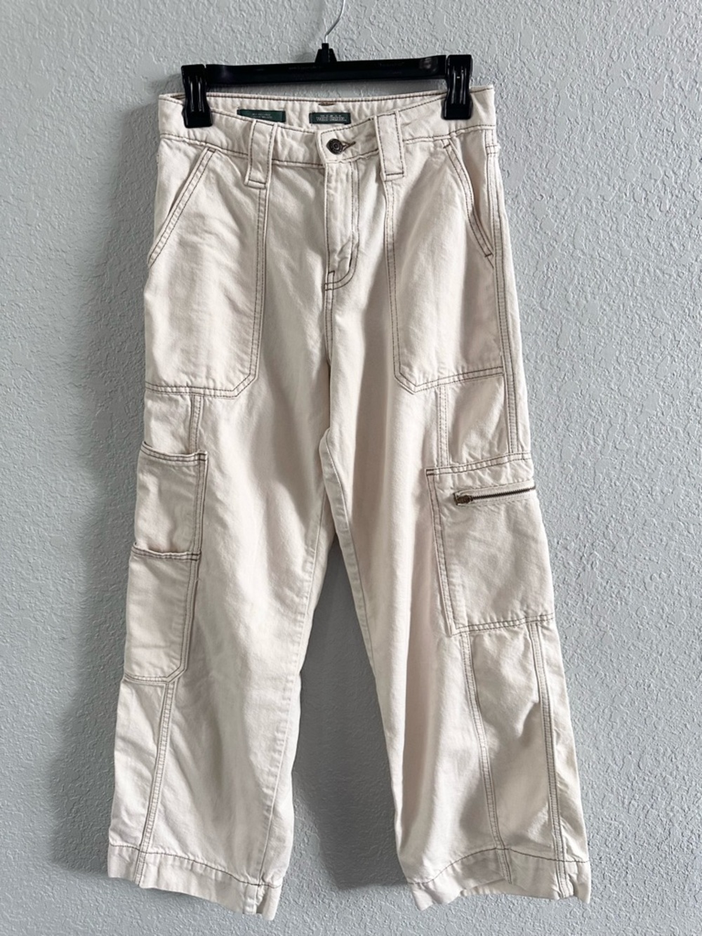 Wild Fable High Rise Cargo Pants Cream Utility Wide Leg Size 4